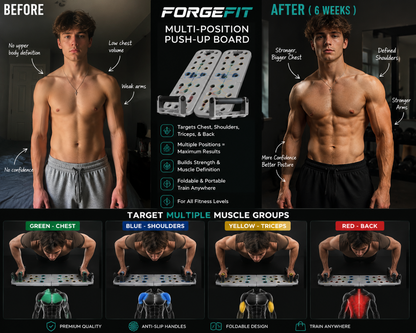 FORGEFIT™ Premium Foldable Push-Up Board with Resistance Bands | Full Body Home Gym System