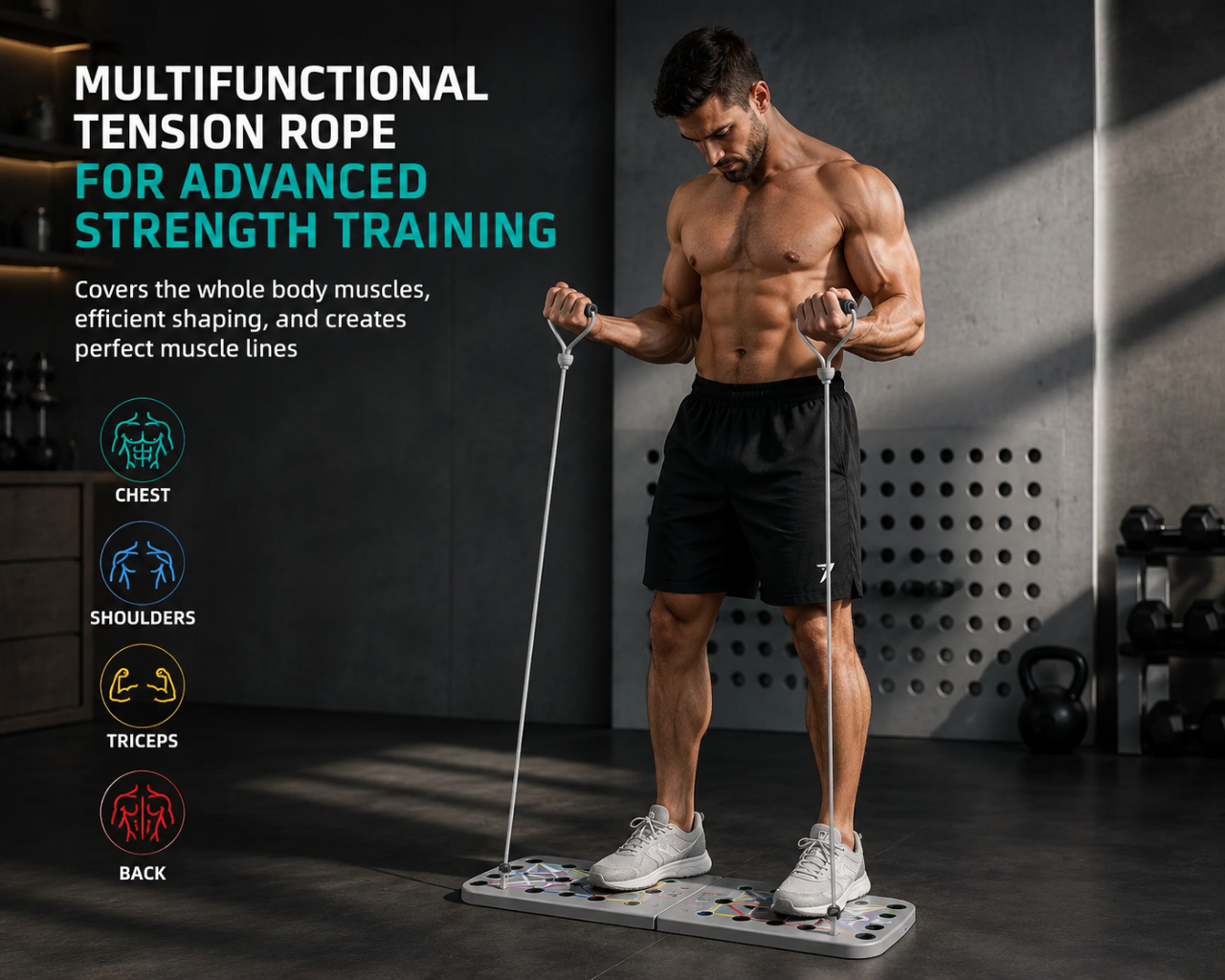 FORGEFIT™ Premium Foldable Push-Up Board with Resistance Bands | Full Body Home Gym System